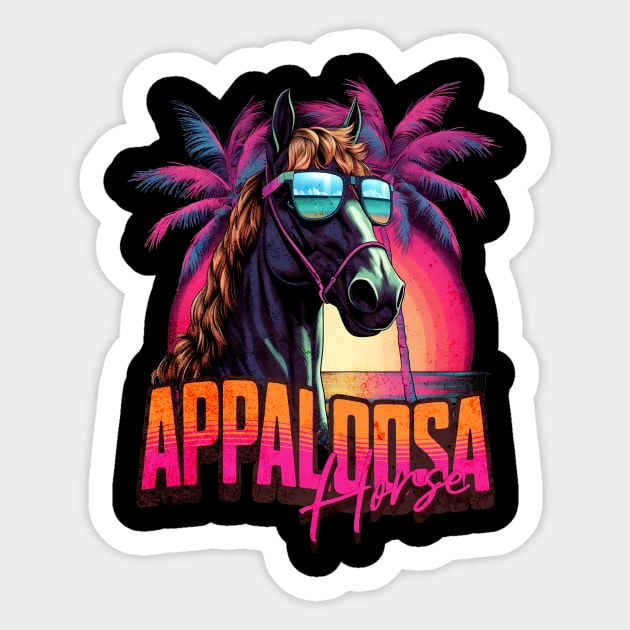 Retro Wave Appaloosa Horse Miami Sticker by Miami Neon Designs